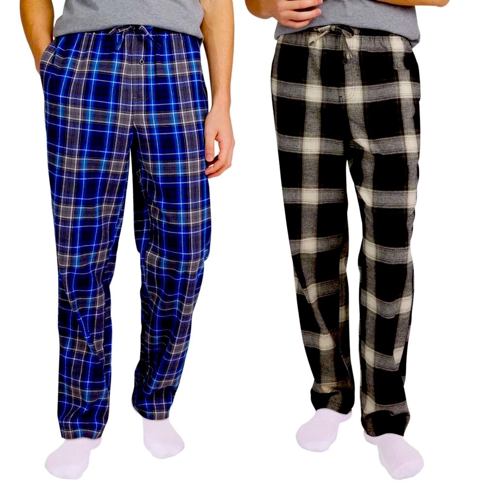 Eddie Bauer Men Flannel Pant, 2-pack ~ BLUE/GREEN Set